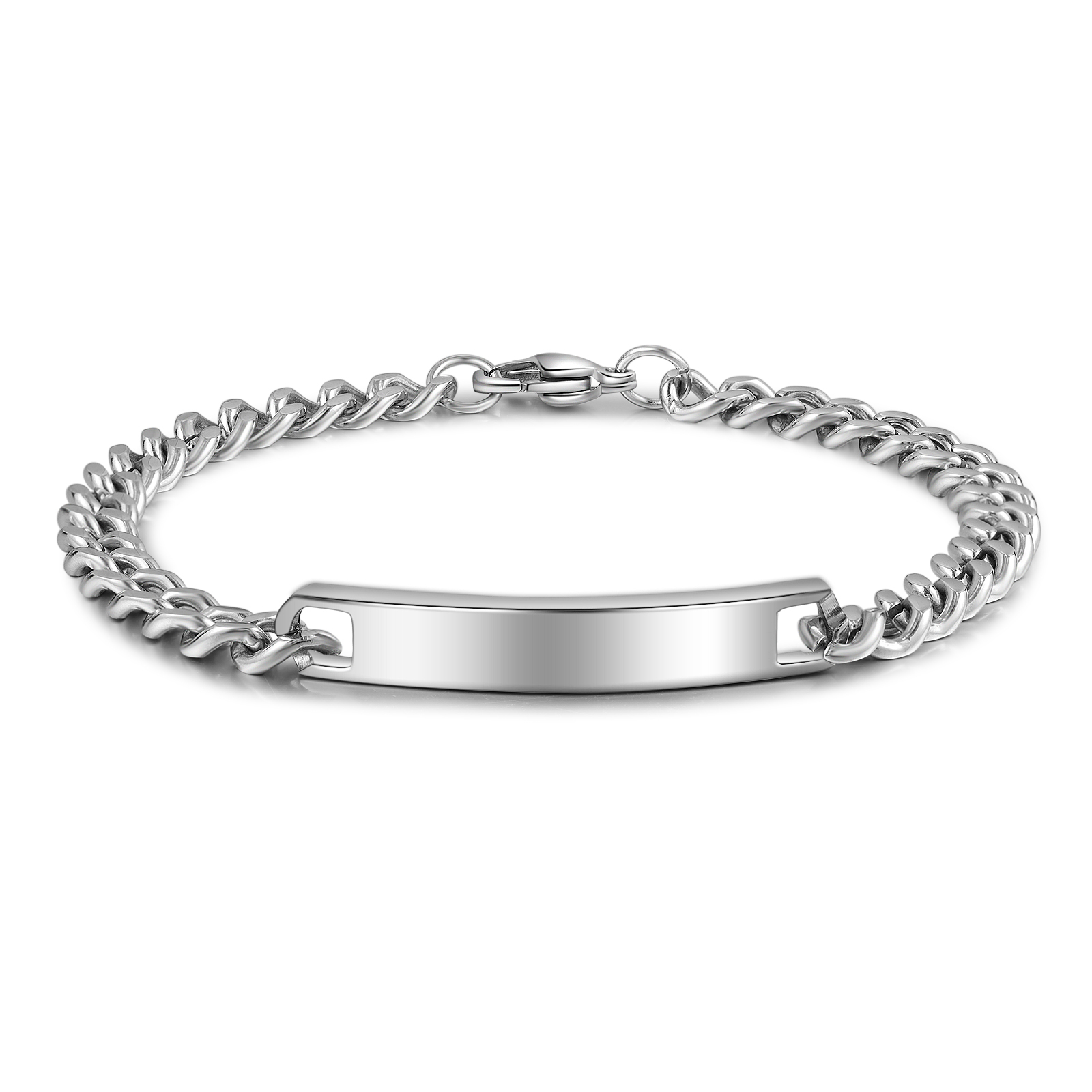 2PCS Bracelet Gourmette 2 Textes Personnalisés pour Couple Saint-Valentin