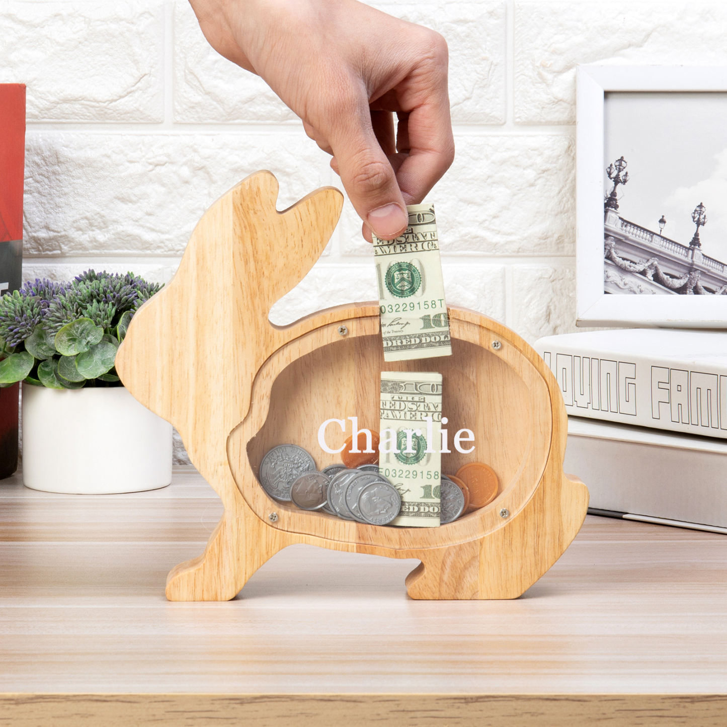 Tirelire en bois Prénom Personnalisé pour enfant