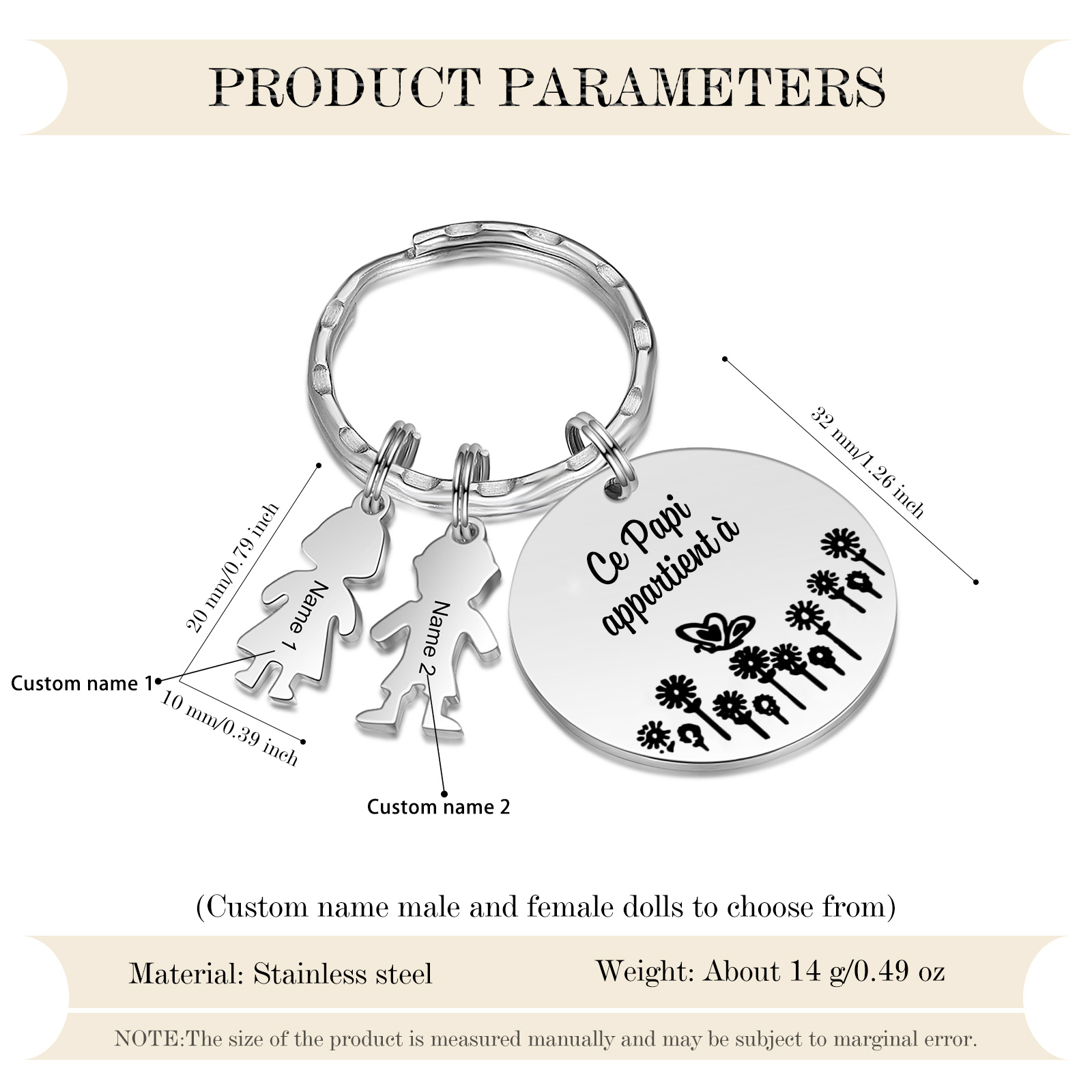 À Mon Papi - 1-5 Noms Porte-Clés Personnalisés Avec Breloques Enfants