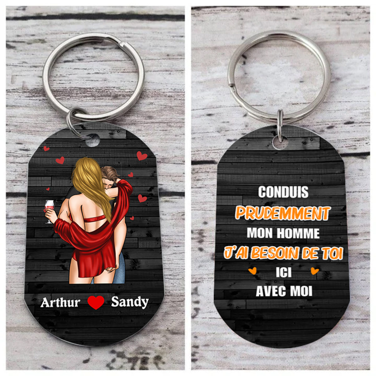 Jessemade FR Porte-Clés 2 Prénoms Personnalisés pour Couple