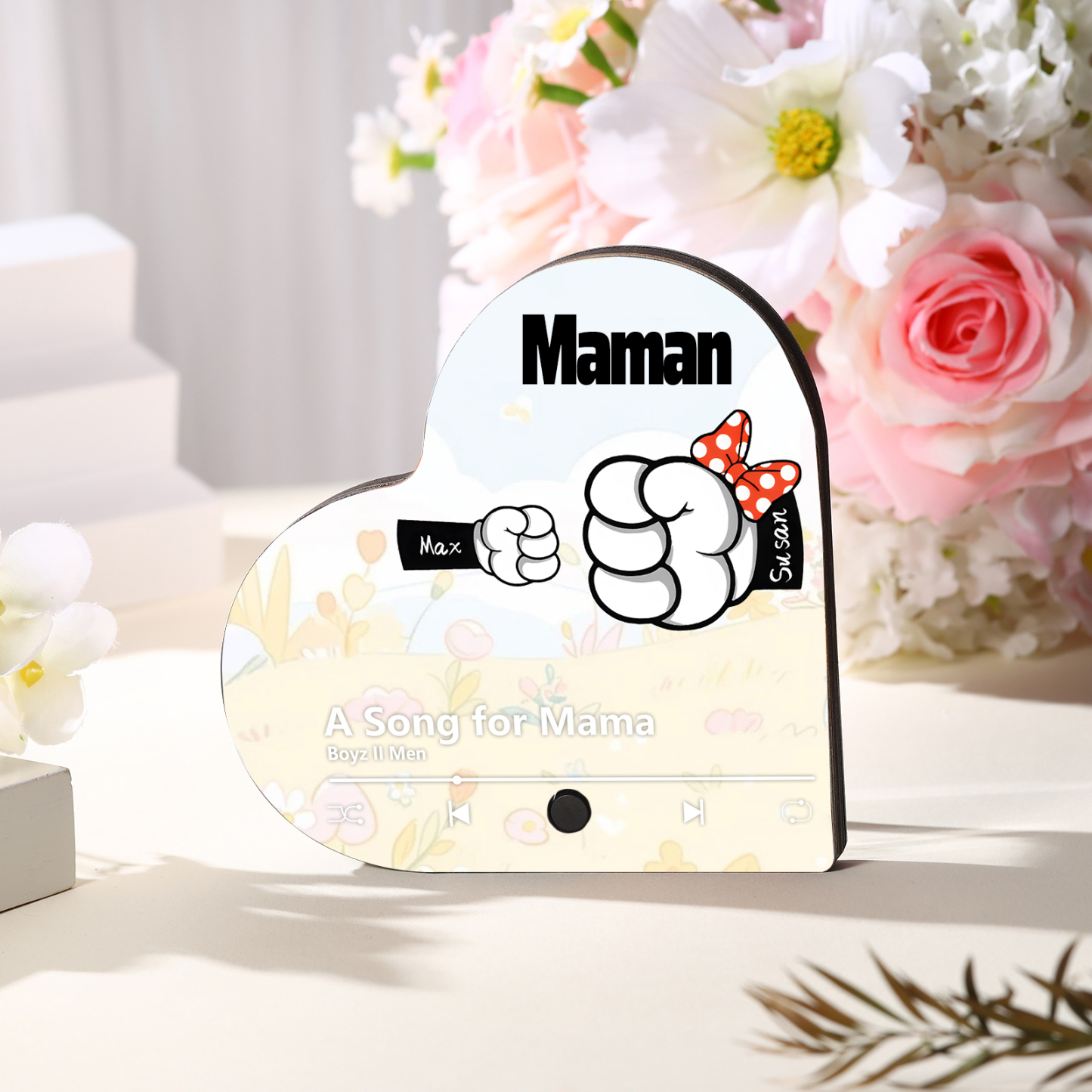 Magnet Musical Personnalisé en Forme de Cœur – Cadeau Unique pour Maman et Mamie | Jessemade