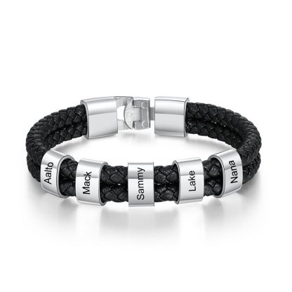 À mon Homme - 1-8 Noms Bracelet Cuir tressé Personnalisé Bracelet Homme