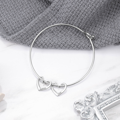 Bracelet Enfant 4 Prénoms Personnalisés avec 4 Cœur Breloques