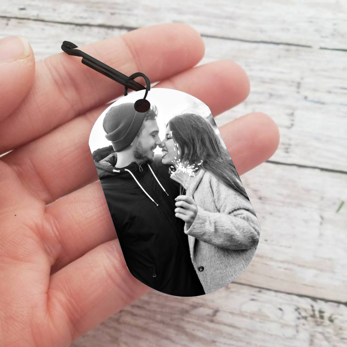 Porte-Clés Couple 1 Prénom et Photo Personnalisés | Jessemade