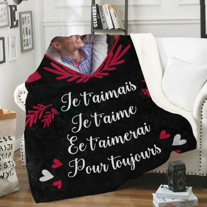 À mon Amour - Plaid Personnalisé avec 1 Photo Couverture Coeur en Flanelle Cadeau Saint Valentin pour Couple | Jessemade