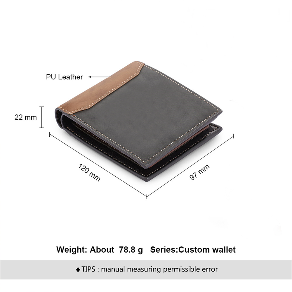 Portefeuille à deux volets en cuir PU personnalisé pour grand-père