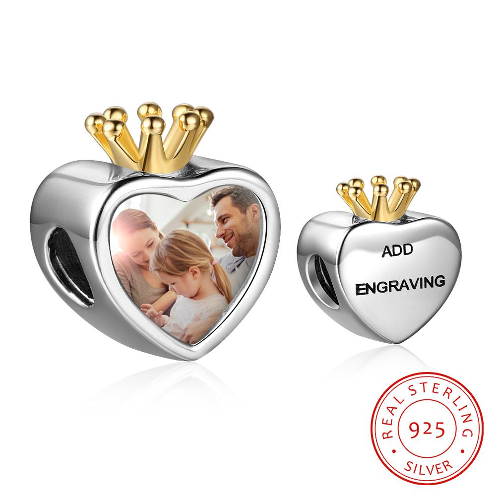 Charm Photo Personnalisé Cœur en Argent 925
