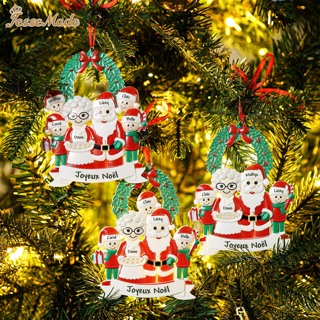 Décoration Sapin Noël Poupée 3 Prénoms Personnalisés et texte