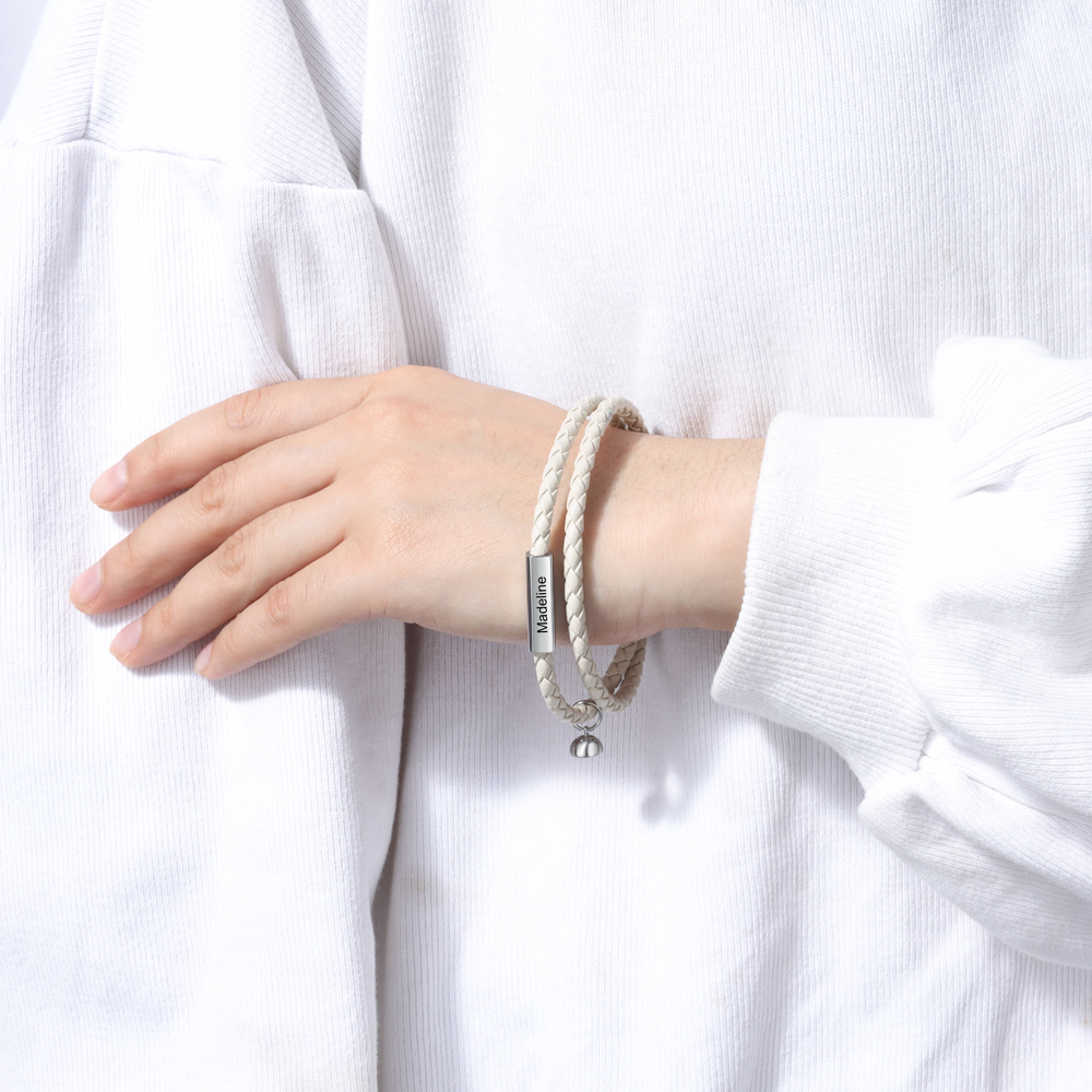 2PCS Bracelets en commun 2 Prénoms Personnalisés avec date Noeud Coulissant｜Jessemade