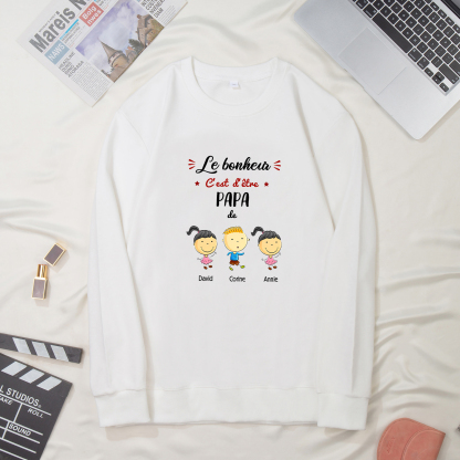 Sweat-Shirt 3 Enfants 3 Prénoms Personnalisés avec Texte