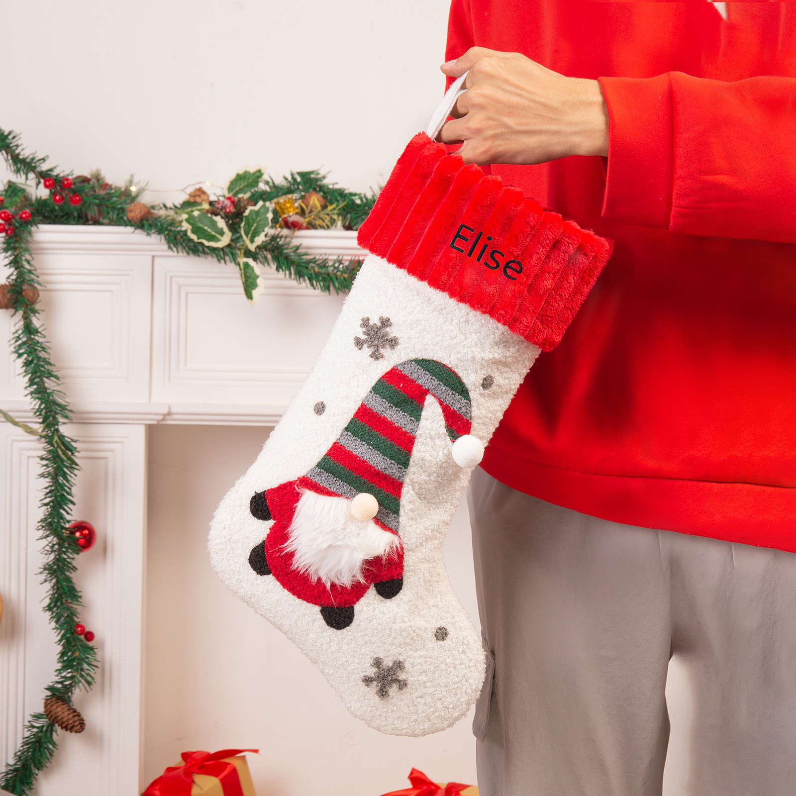 Ornements Chaussette Sac Cabas de Noël 1 Prénom Personnalisé | Jessemade