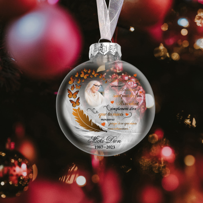 Boule transparente commémorative Ornements Prénom et Date Personnalisés avec Photo boule de noël | Jessemade
