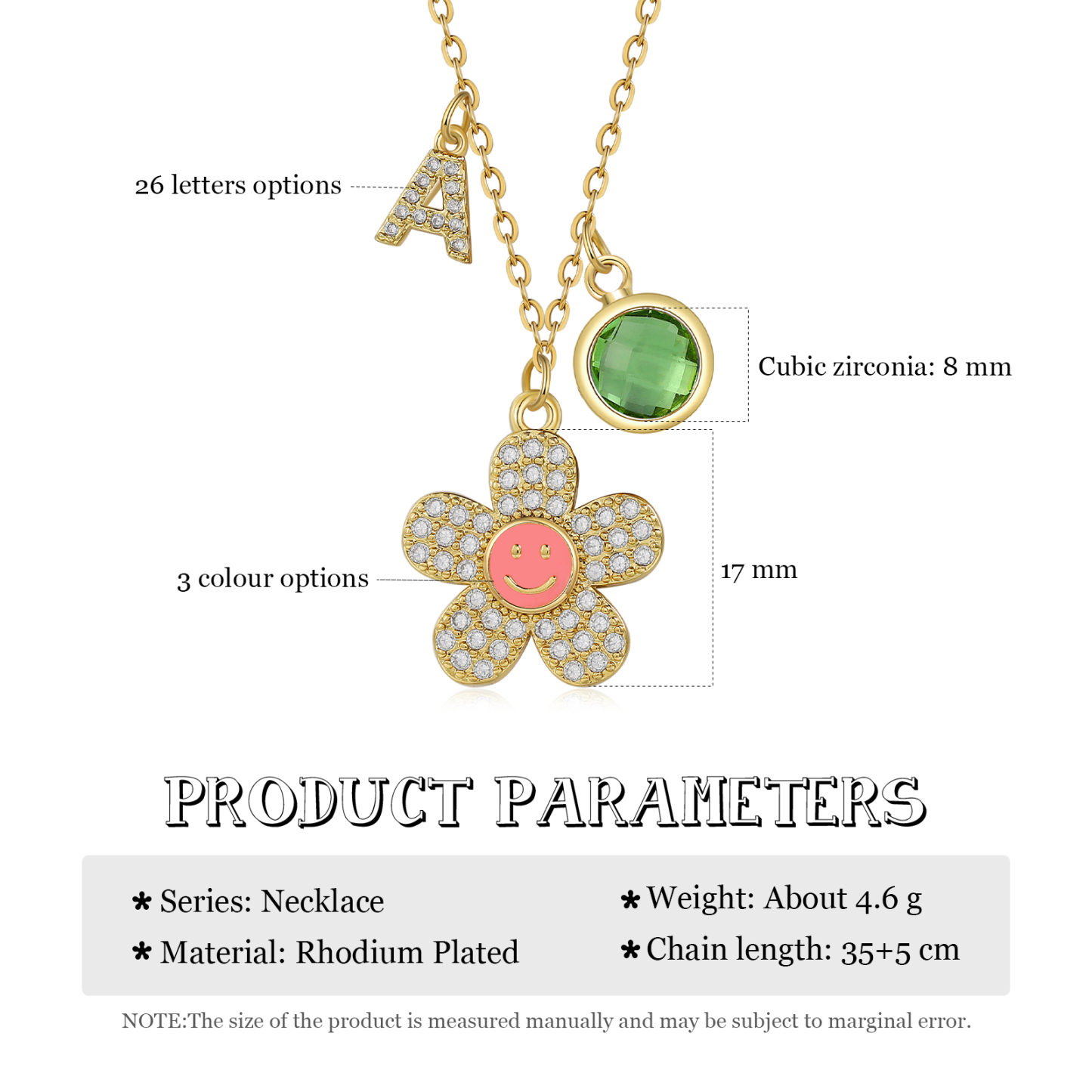 Collier Enfants Bébé Collier Fleur 1 Pierre de Naissance et 1 Lettre pour Fille Filleule