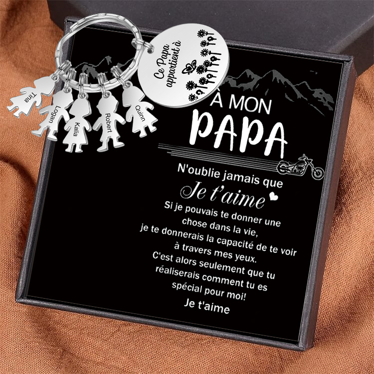 À Mon Papa - 1-5 Noms Porte-Clés Personnalisés Avec Breloques Enfants