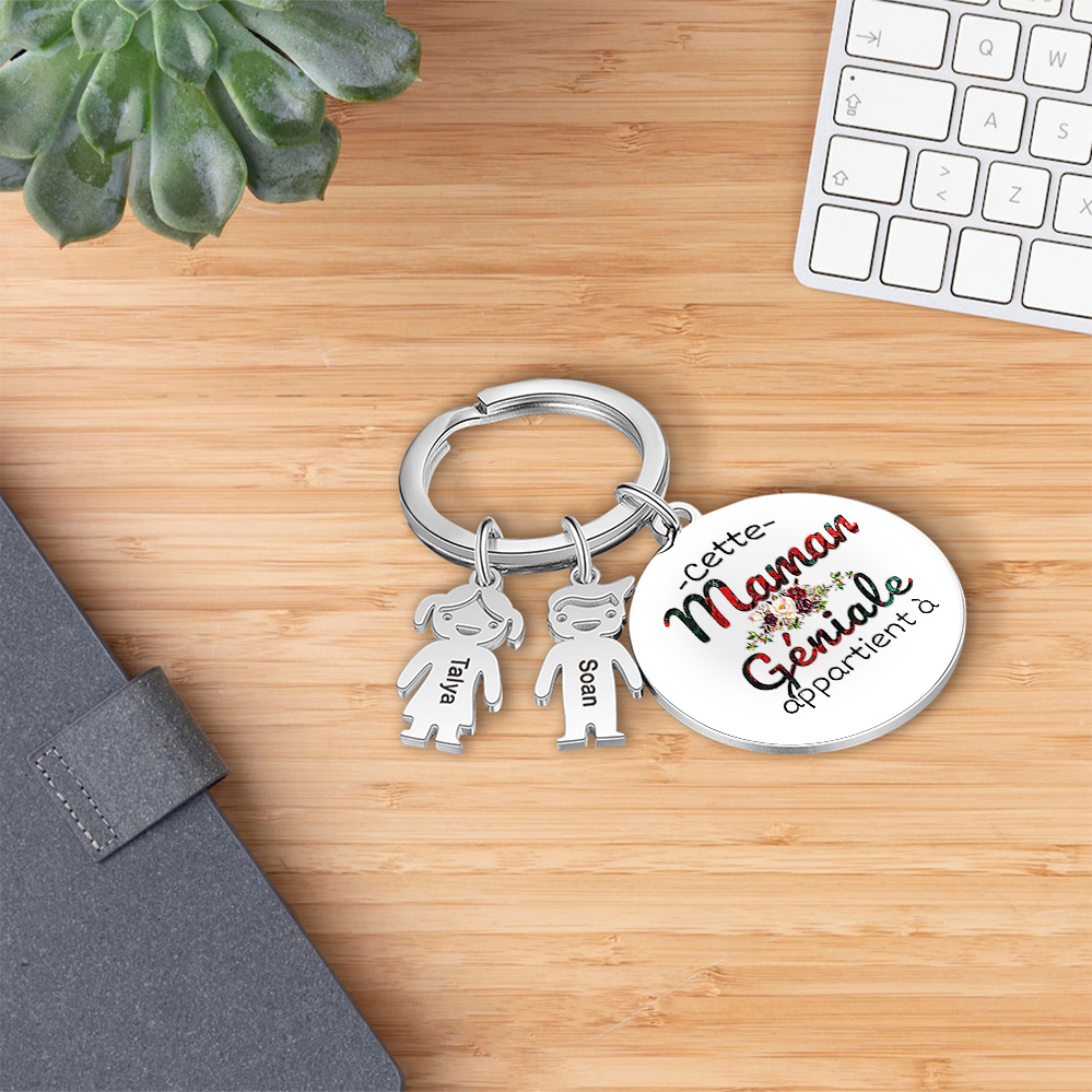À Ma Maman - 1-5 Noms Porte-Clés Personnalisés Avec Breloques Enfants