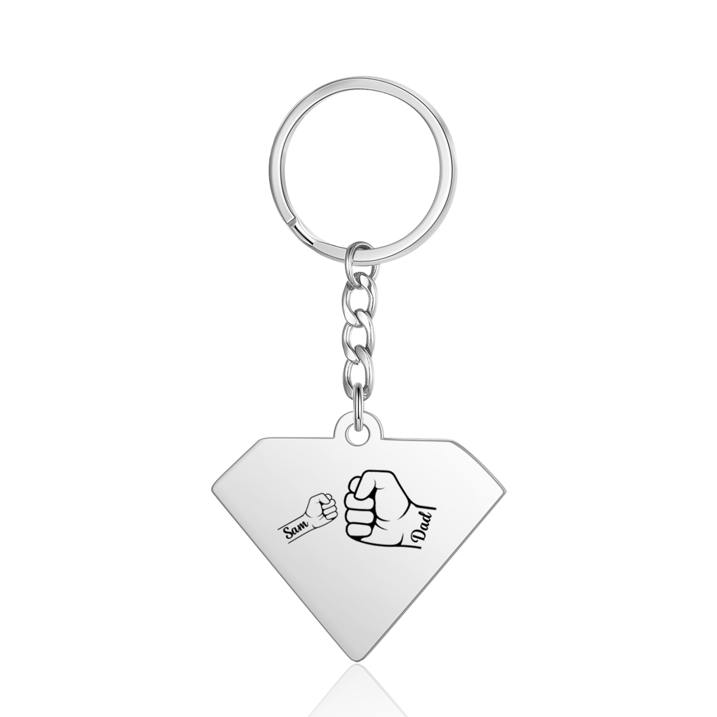 À Papa/Ppai - Porte-Clés Poings 1 Prénom et 1 Texte Personnalisés