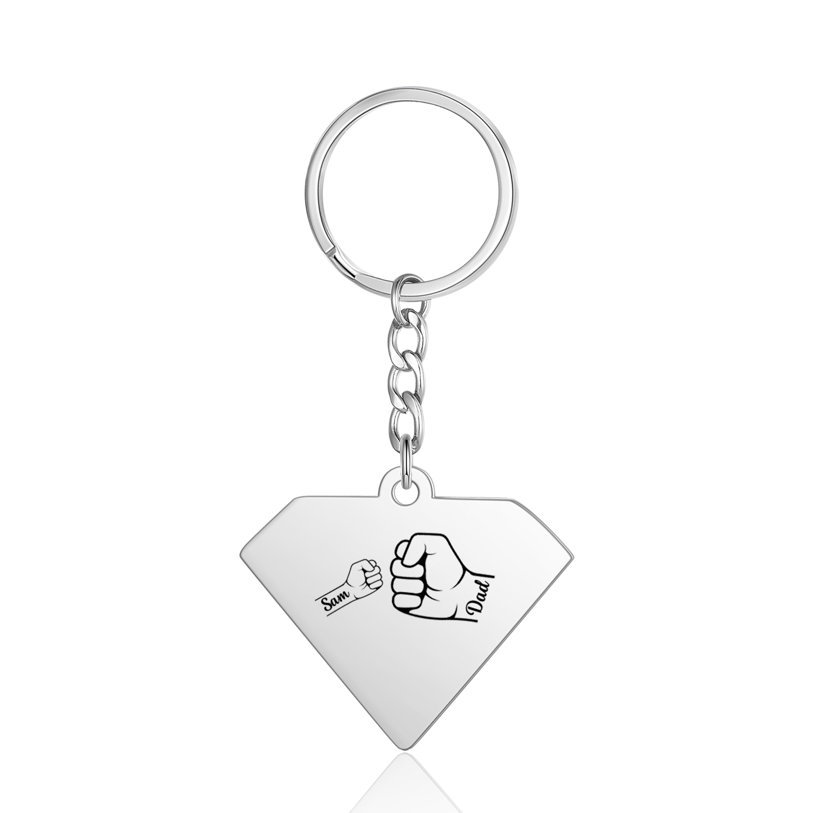 À Papa/Ppai - Porte-Clés Poings 1 Prénom et 1 Texte Personnalisés
