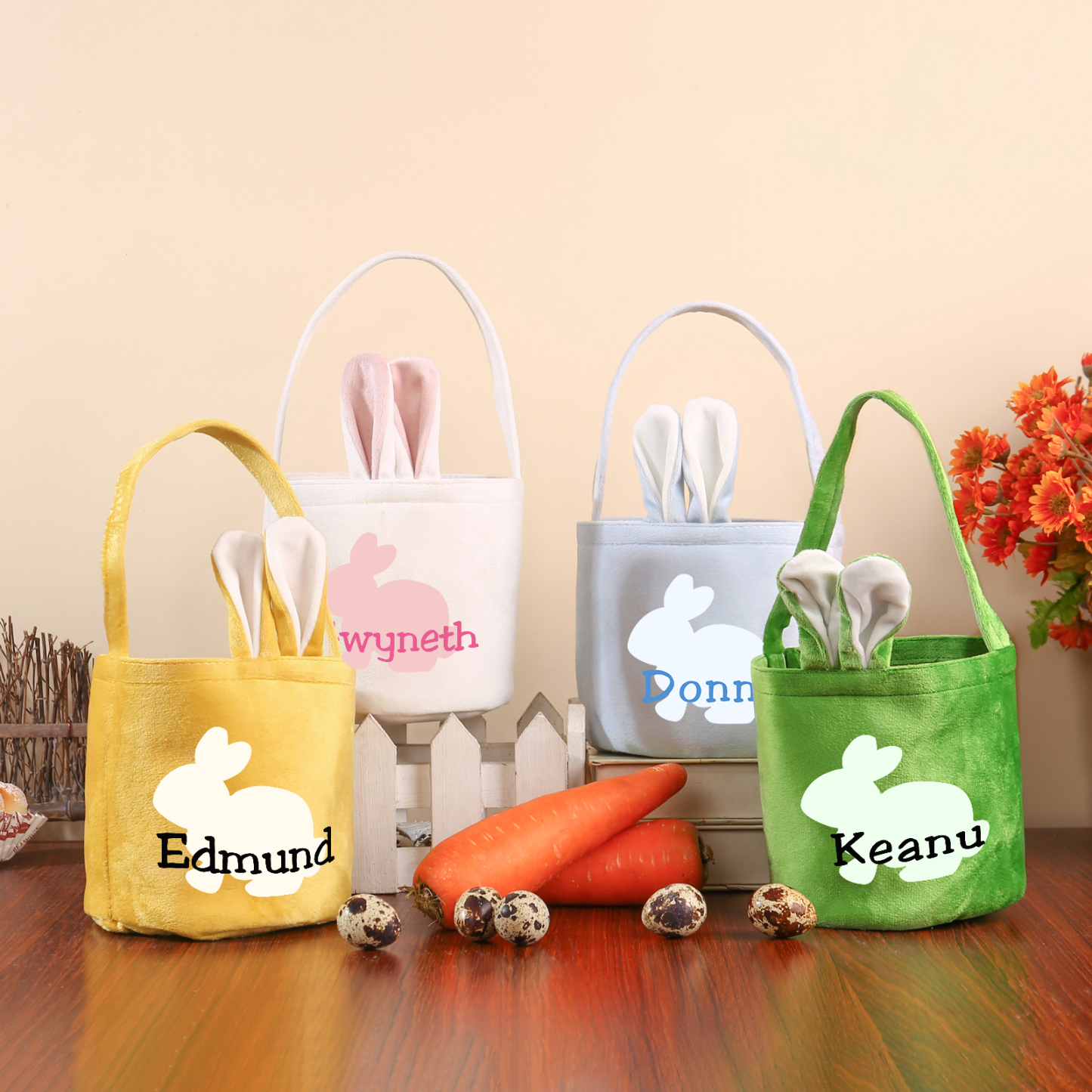 Sac de Pâques Lapin 1 Prénom Personnalisés Tote Bag Enfant