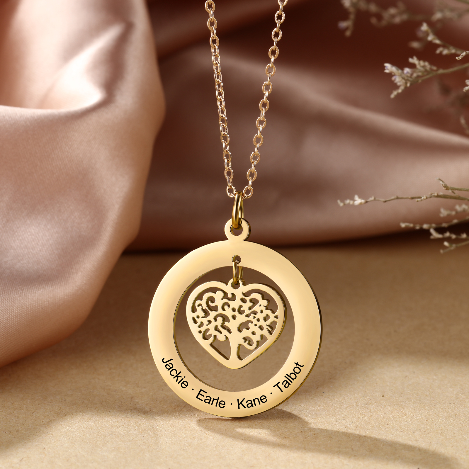 Collier Arbre de Vie avec Prénoms – Cadeau Personnalisé Famille | Jessemade