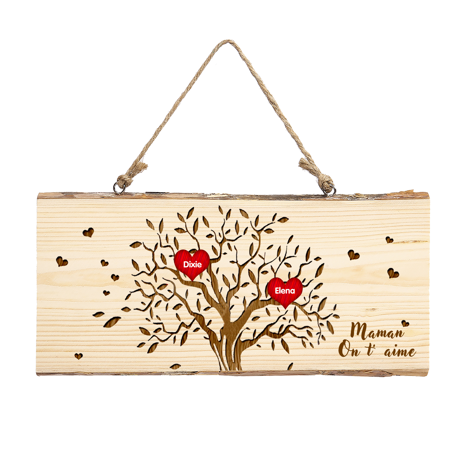 Décoration en bois Arbre de Vie 2-6 Prénoms Personnalisés avec Texte pour Famille Peinture Décorative