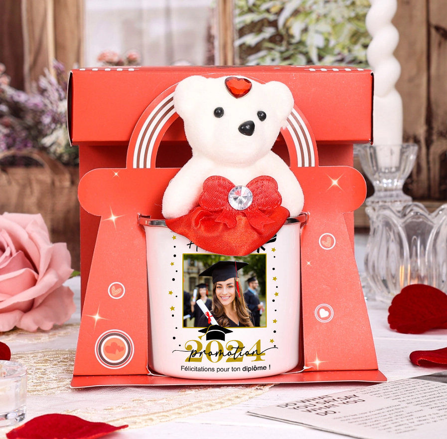 Tasse émaillée Diplômé 1 Prénom et Photo Personnalisés avec Année Cadeau de remise des diplômes