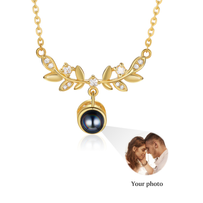 Collier Pendentif Feuille de Projection Photo Personnalisée