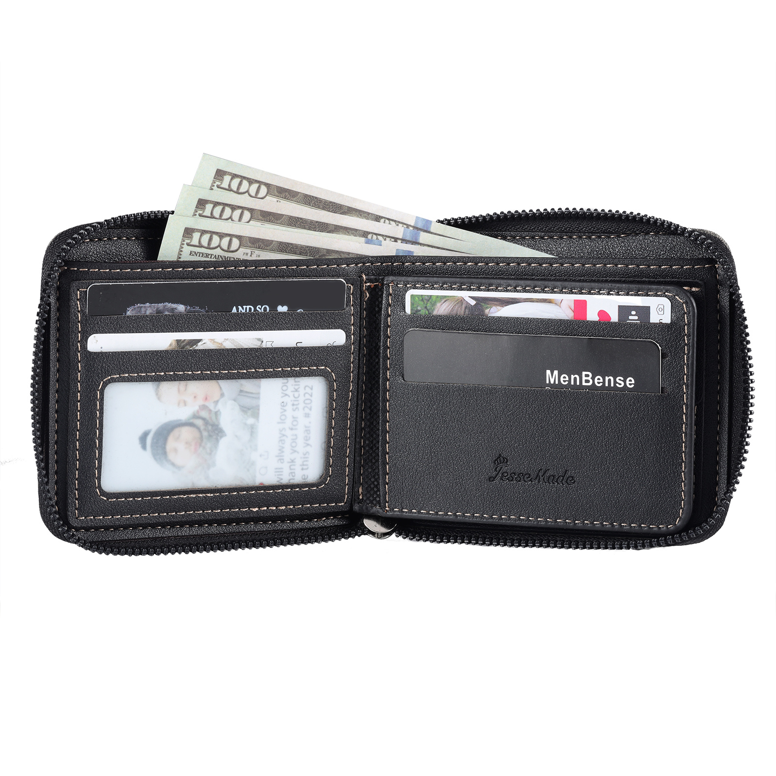 À mon Papa - Portefeuille Poings 4 Prénoms Personnalisés avec Photo Classique Homme Porte-Monnaie Carte