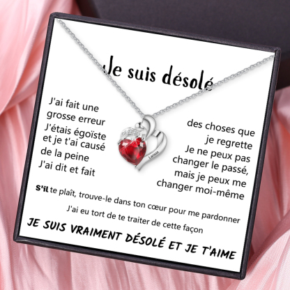 A ma fille-Collier coeur 1 Prénoms Personnalisés avec pierre de naissance