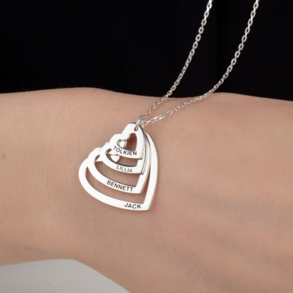 Collier Personnalisé 4 Coeurs Pour Elle