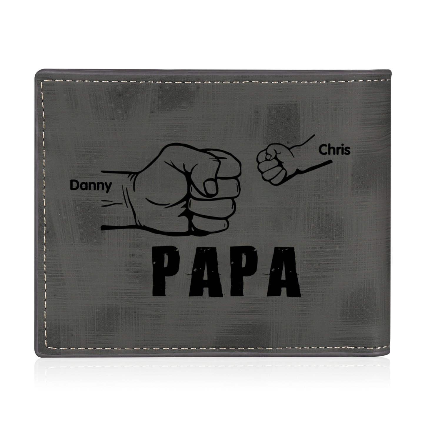 À mon Papa - Portefeuille Poings 2 Prénoms Personnalisés avec Photo Classique Homme Porte-Monnaie Carte