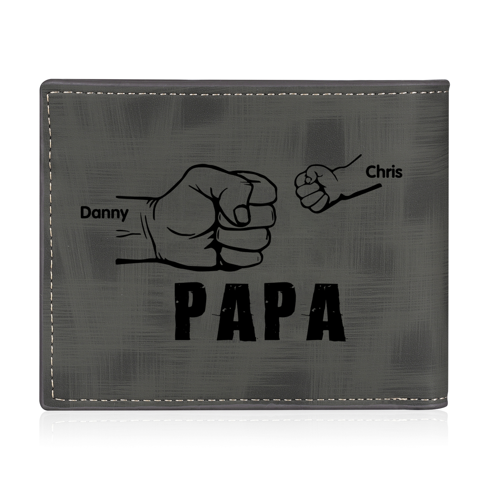 À mon Papa - Portefeuille Poings 2 Prénoms Personnalisés avec Photo Classique Homme Porte-Monnaie Carte