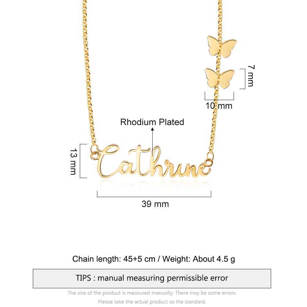 Collier papillon prénom personnalisé 3 couleurs