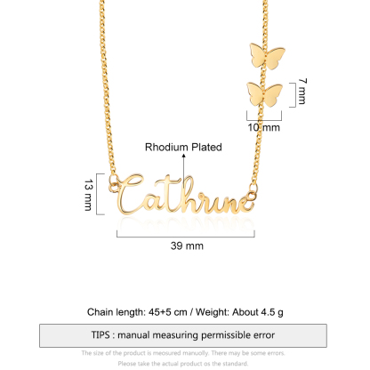 Collier papillon prénom personnalisé 3 couleurs
