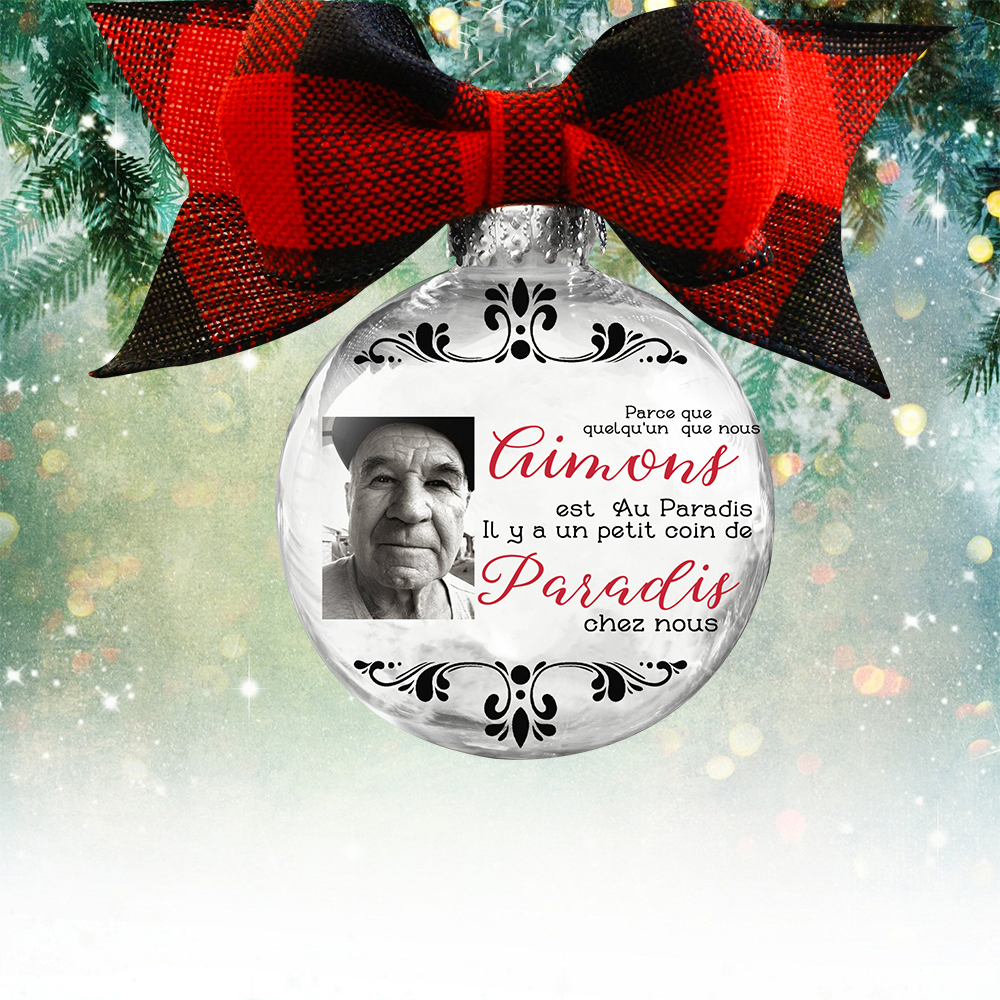 Boule transparente de plumes Ornements Photo Personnalisé boule de noël | Jessemade