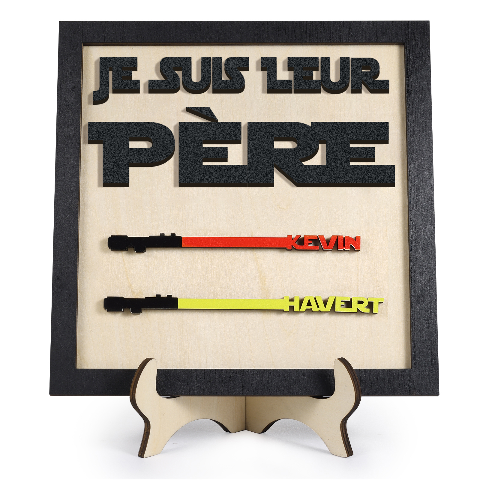 À mon Papa - Décoration en bois 2 Prénoms Personnalisés Ornement pour Père