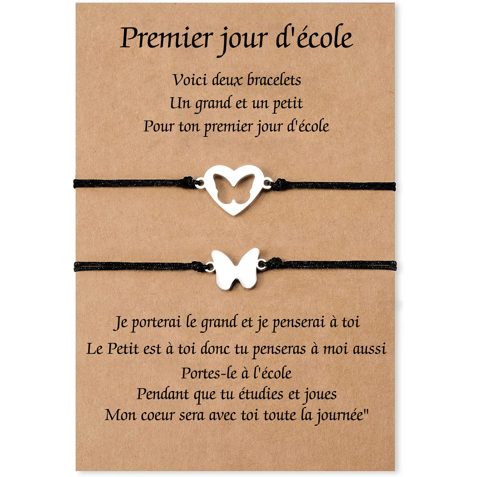 2PCS Ensemble de Bracelets Papillon Bracelet en Commun Cadeau Rentrée 