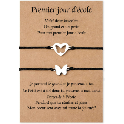 2PCS Ensemble de Bracelets Papillon Bracelet en Commun Cadeau Rentrée 