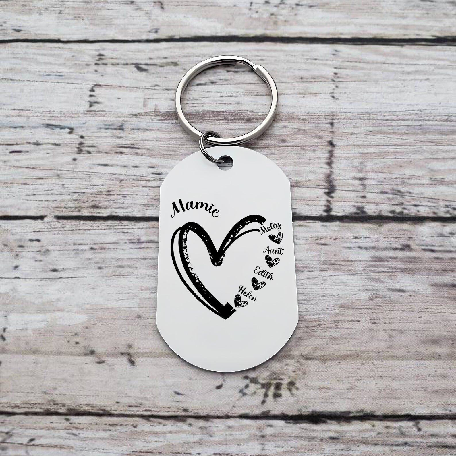 À Ma Mamie - Porte-Clés Cœur 2-7 Noms Personnalisés