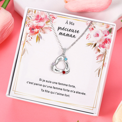 À ma précieuse Maman-Collier 3 Prénom Personnalisé pied bebe avec pierre de naissance