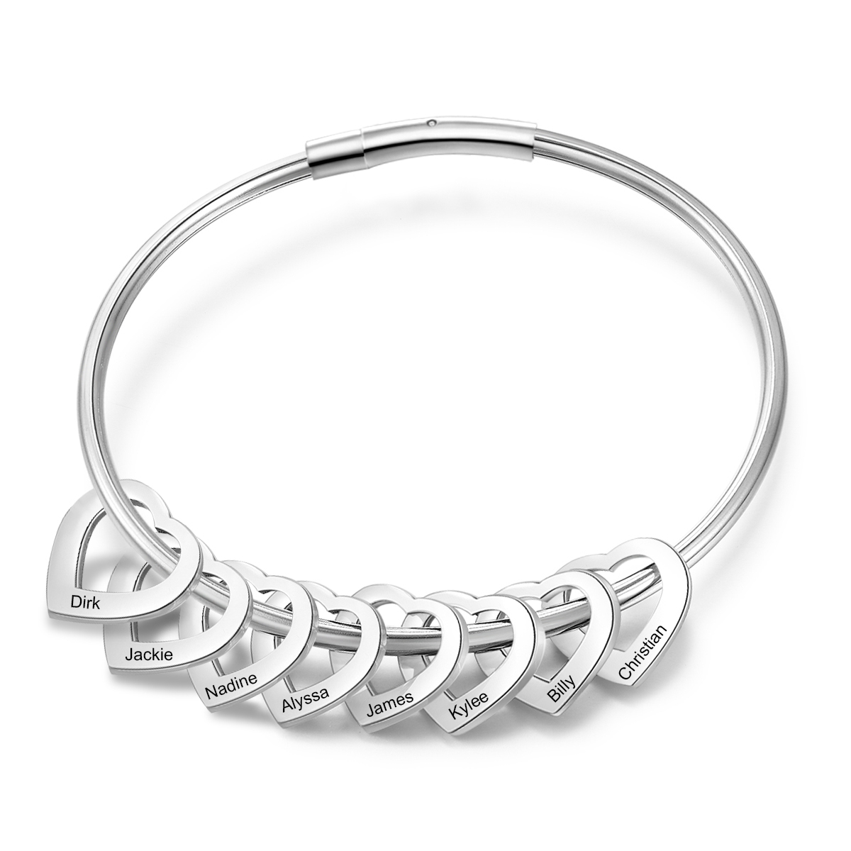 Bracelet Cœur 8 Prénoms Personnalisés Bracelet Femmes