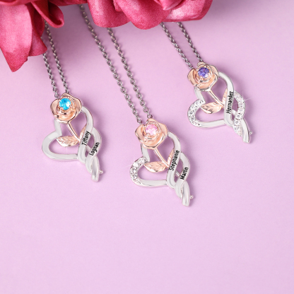 À ma précieuse Maman-Collier rose 1 Prénom Personnalisé avec pierre de naissance