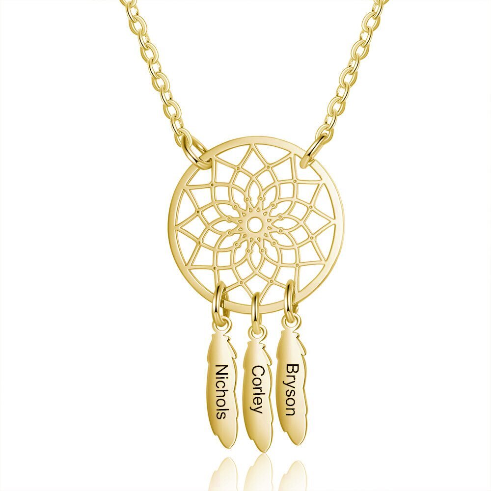 Collier Capteur de rêves 1 Prénom Personnalisé Attrape-Rêves