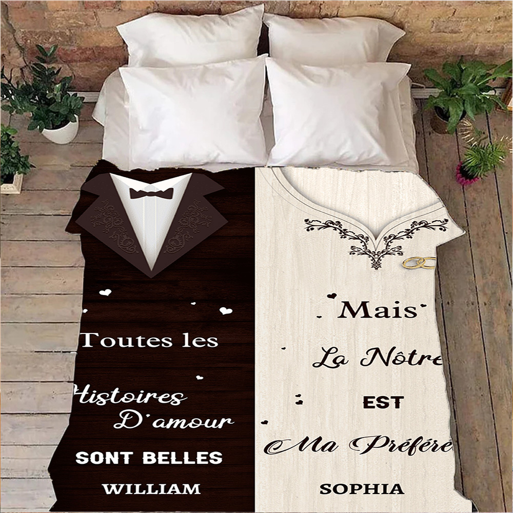 Couverture Plaids Polaire 2 Prénoms Personnalisés | Jessemade