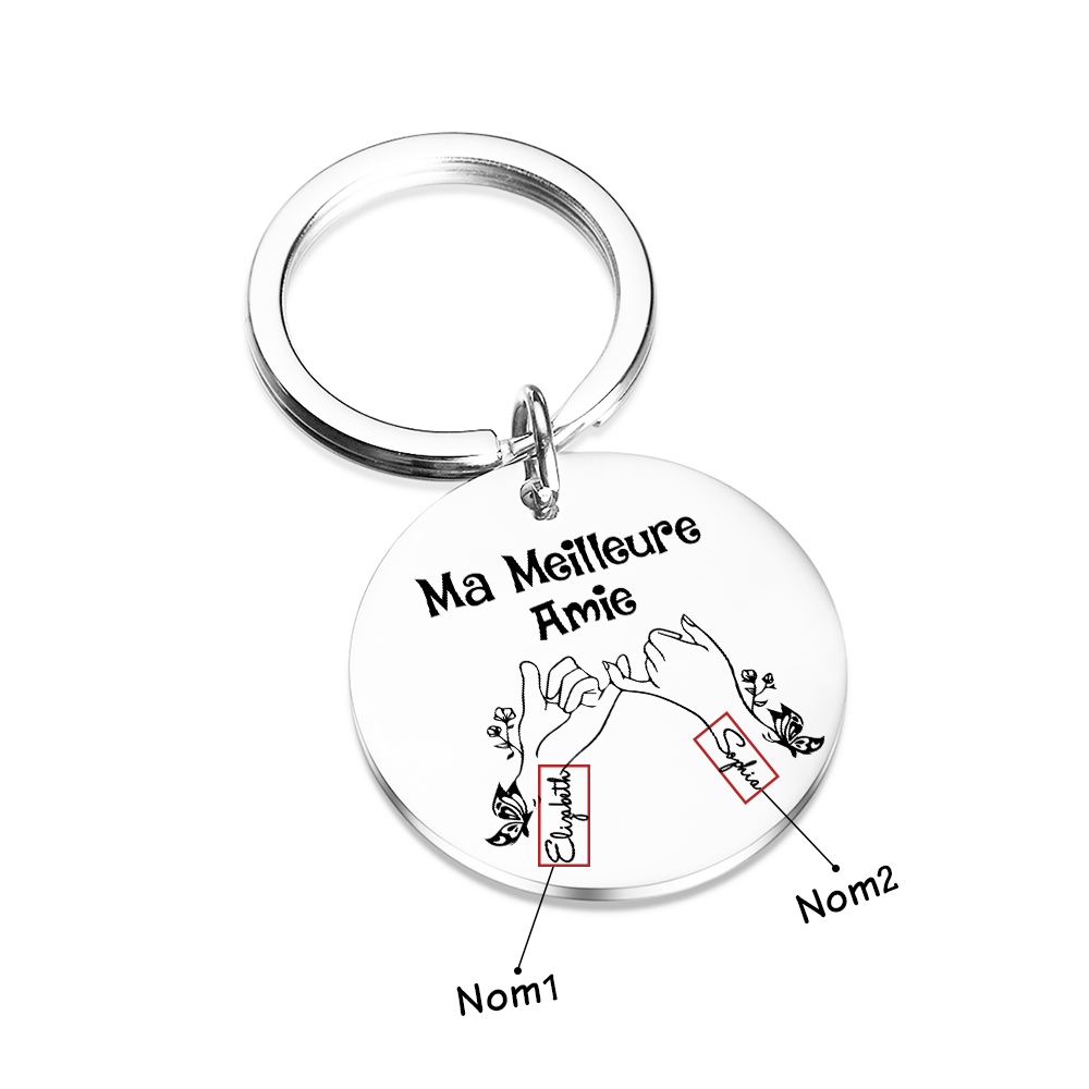 À Ma Meilleure Amie - Porte-Clés avec 2 Prénoms Personnalisés Porte-Clés Promesse du petit doigt