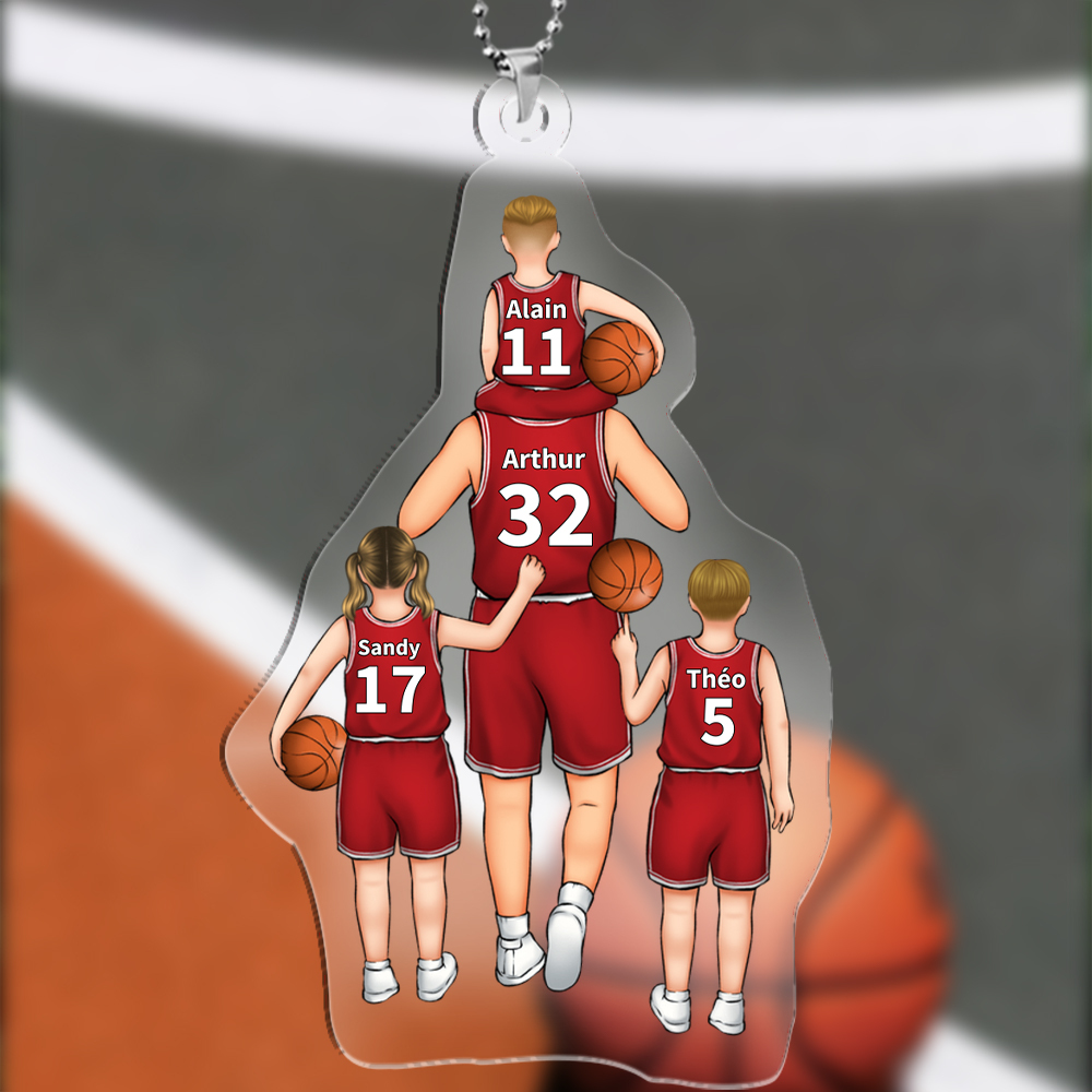Ornements/Porte-Clés Acrylique Basket-Ball 2-5 Prénoms Personnalisés pour Famille | Jessemade