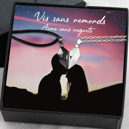 Jessemade FR Collier breloque Coeur 2 Lettres personnalisés Avec aimant pour Couple