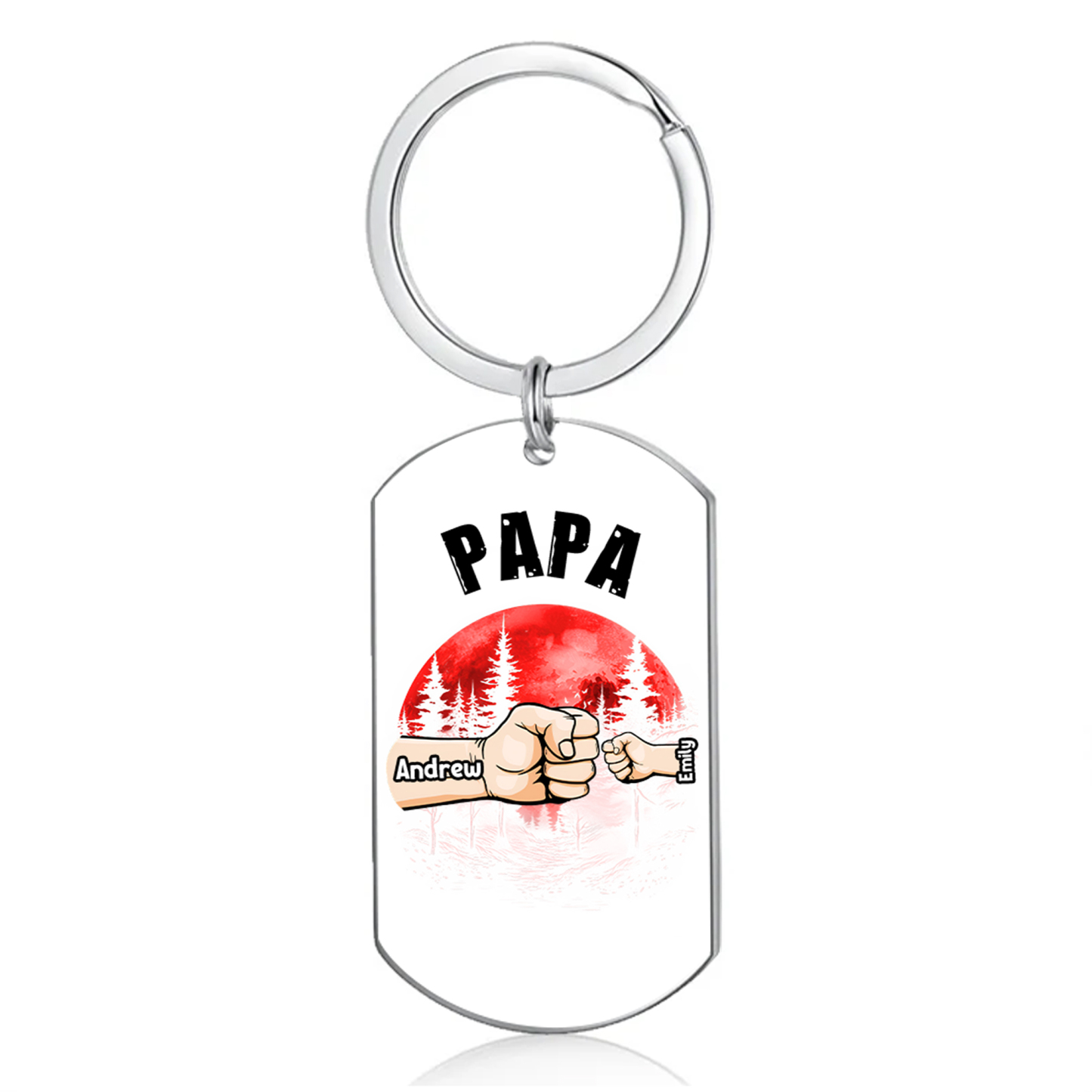À Papa/Papi - Porte-Clés Poings 2 Prénoms Personnalisés