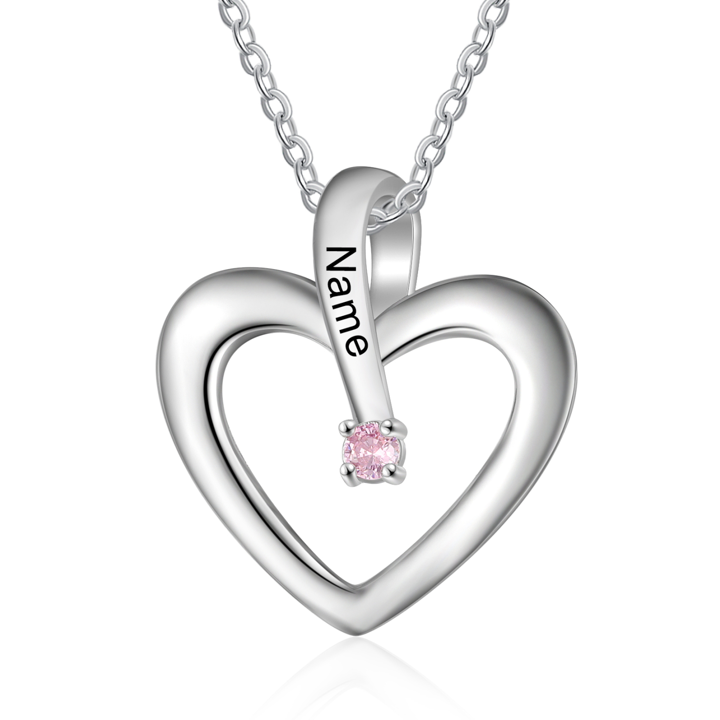 Collier Coeur 1 Prénom Personnalisé avec 1 Pierre de Naissance
