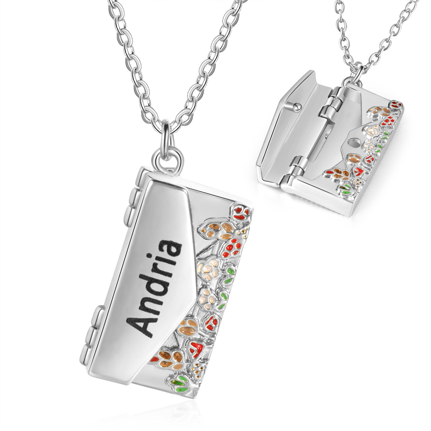 Collier Enveloppe 1 Prénom Personnalisé Collier Pendentif