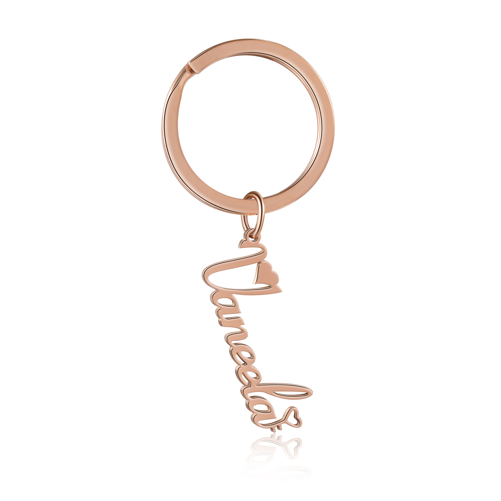 Porte-clés Cœur Prénom Personnalisé en Acier inoxydable